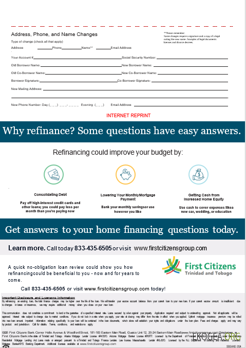 Relevé hypothécaire de la First Citizens Bank de Trinité , et , Tobago aux formats Word et PDF, 3 pages 3 template Relevé hypothécaire de la First Citizens Bank de Trinité , et , Tobago aux formats Word et PDF, 3 pages 3 template